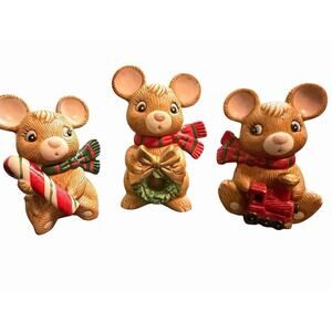 Vintage Homco Christmas Mice Figurines Set of 3 Holiday Decor #5210